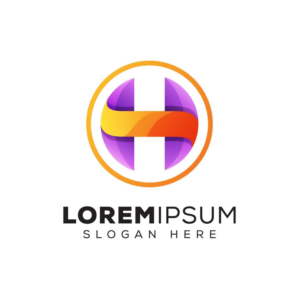 logotipo moderno de la letra h, diseño colorido del logotipo de la letra inicial vector