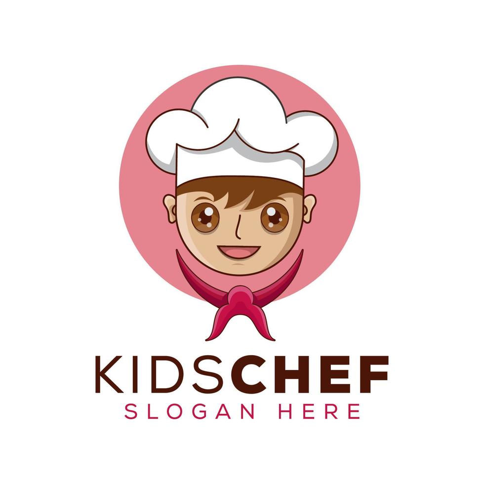 modern kids chef mascot logo, little boy chef logo template vector