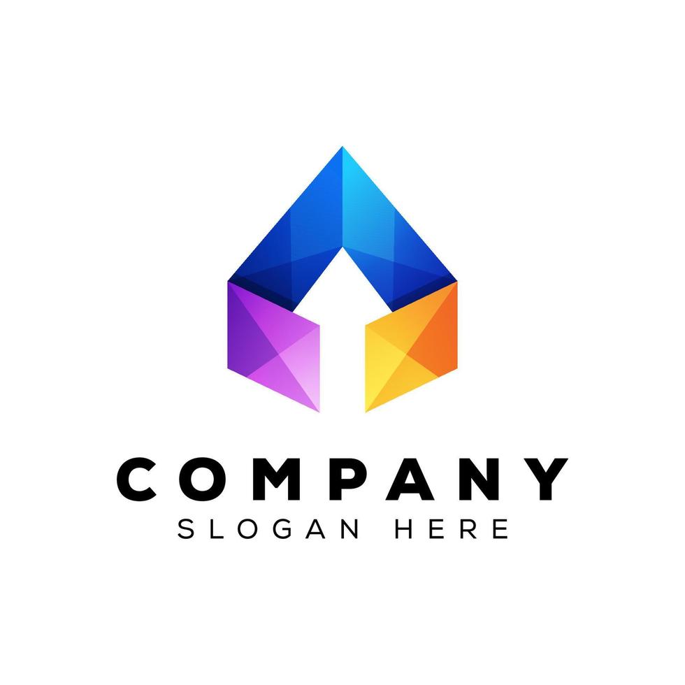 Abstract Geometric Triangle Arrow Up Business Logo. gradient Vector Logo Design Template Element