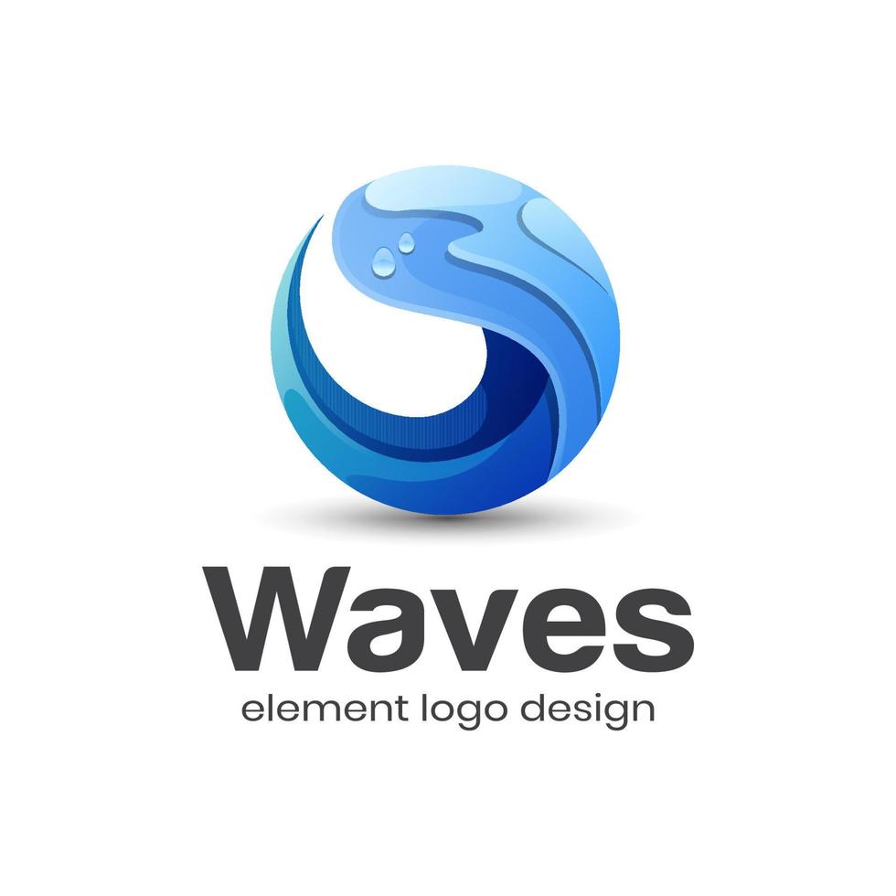 blue waves gradient logo, ocean, summer logo design vector template