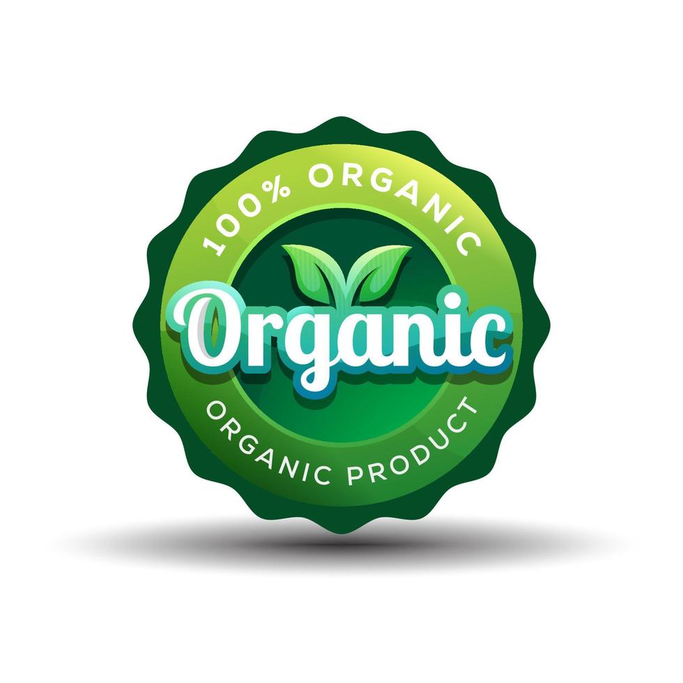 gradient badge Organic or vegan logo design vector
