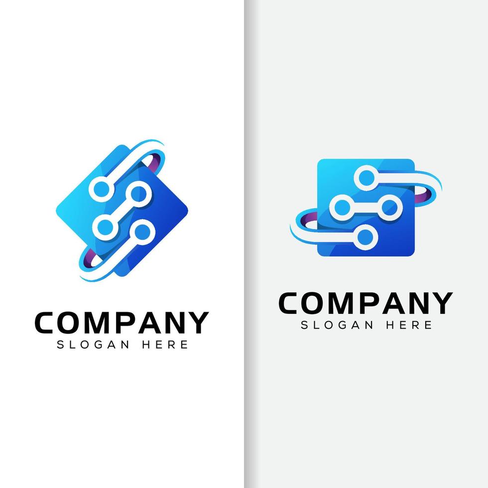 processor chip computer logo, technology gradient logo design vector