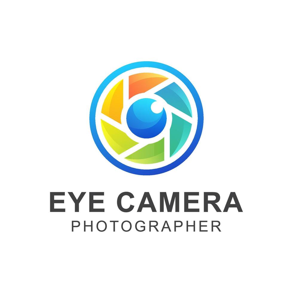 modern colorful eye camera photographer logo design vector template