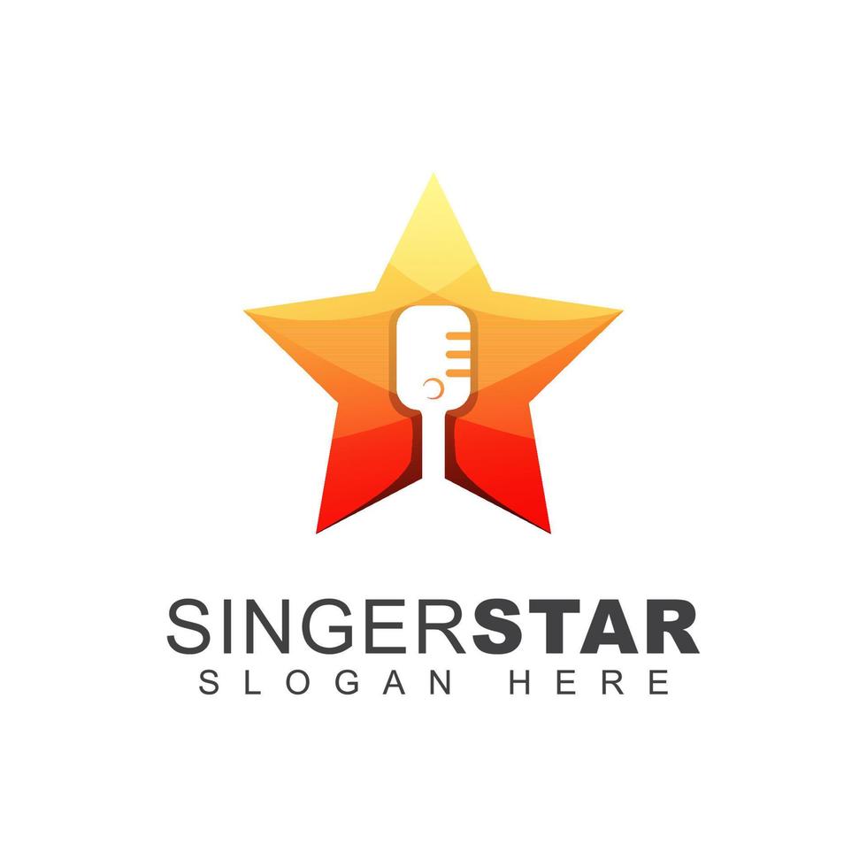 modern color singer star gradient logo design vector template