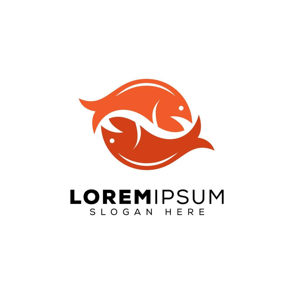 plantilla de vector de diseño de logotipo de comida de dos pescados moderno