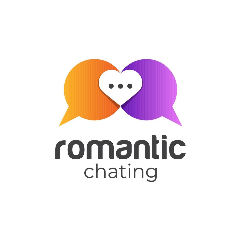 logotipo de amor de chat de burbujas, plantilla de vector de logotipo de chat de amor moderno