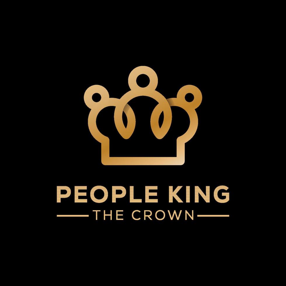 elegante logotipo de rey de negocios, personas con plantilla de vector de diseño de logotipo de línea de concepto de logotipo de corona