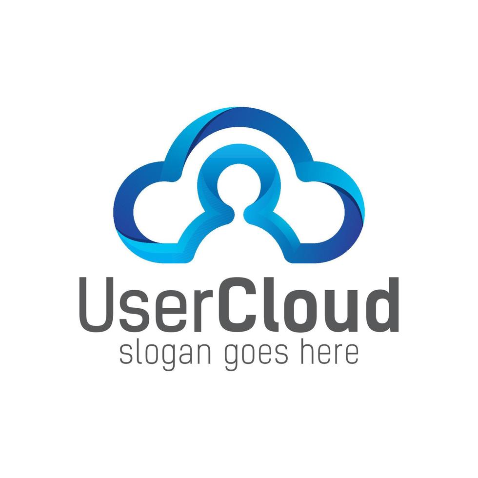 User cloud simple logo, social cloud gradient logo vector template
