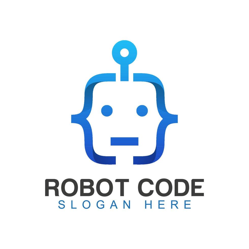 logotipo de código de robot para programar un diseño de logotipo simple vector