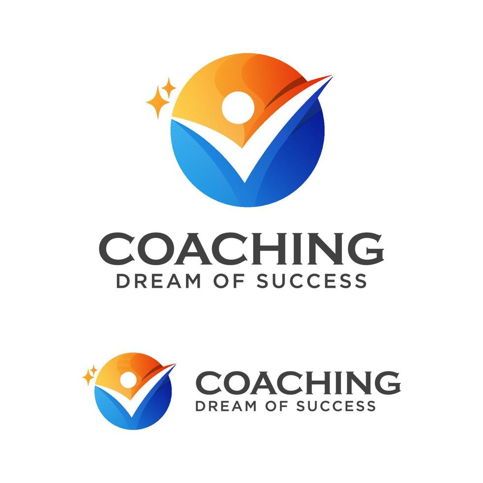 Coach success logo design, coaching Dream of success logo design vector template