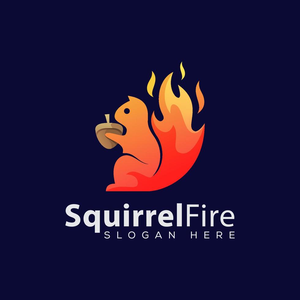 awesome squirrel fire logo design vector template