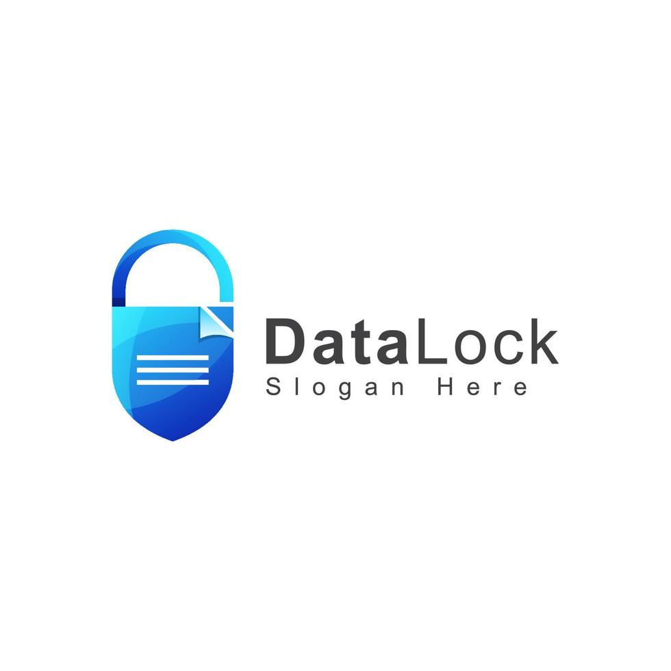 plantilla de vector de logotipo de degradado de bloqueo de datos de seguridad
