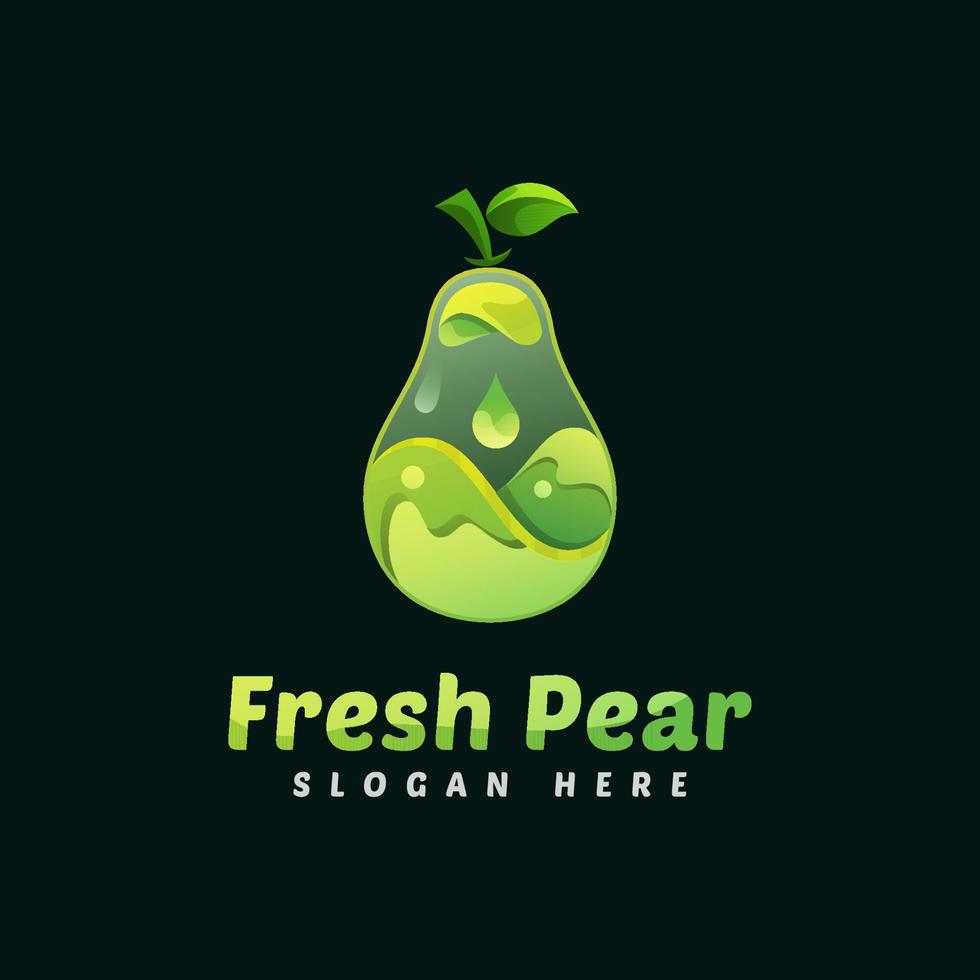 liquid fresh pear fruit logo design, vector template