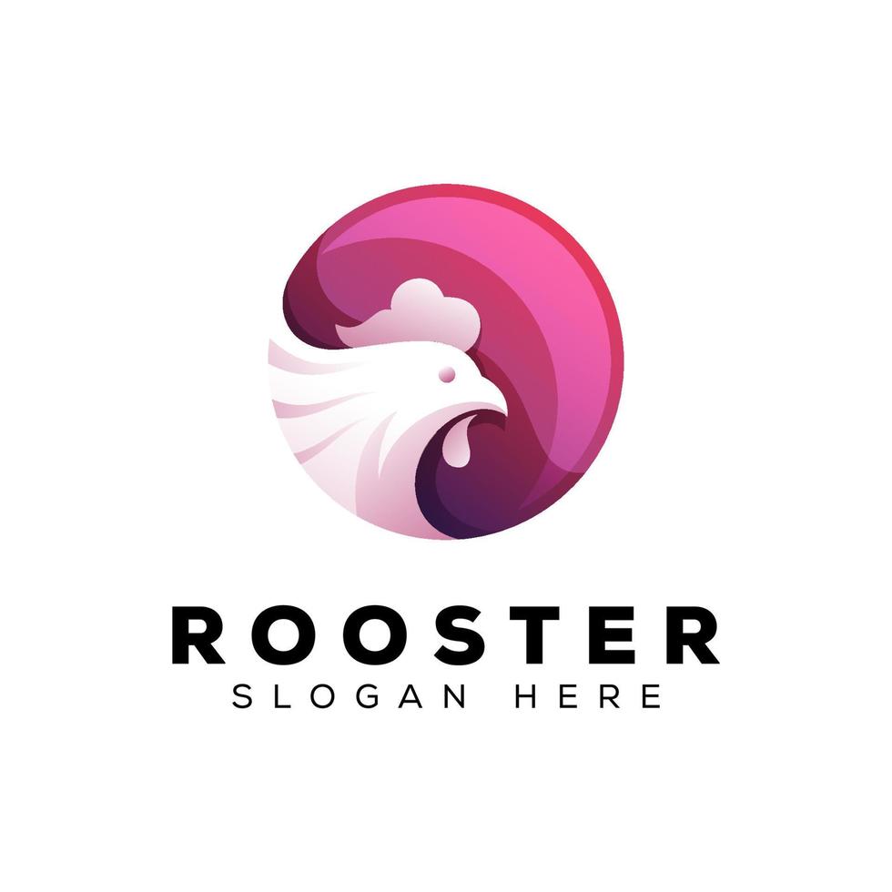 awesome rooster with circle logo design vector