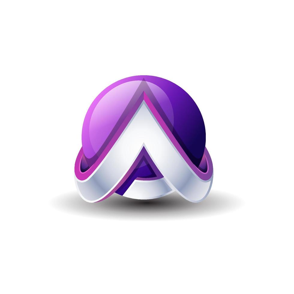 Letter A 3d with globe logo concept vector