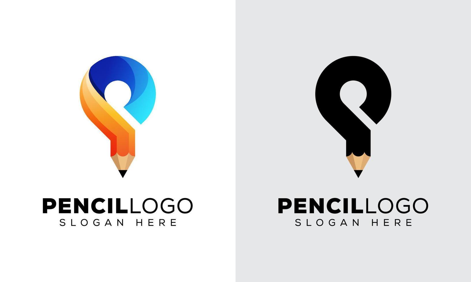 Modern Pencil with letter P logo design vector