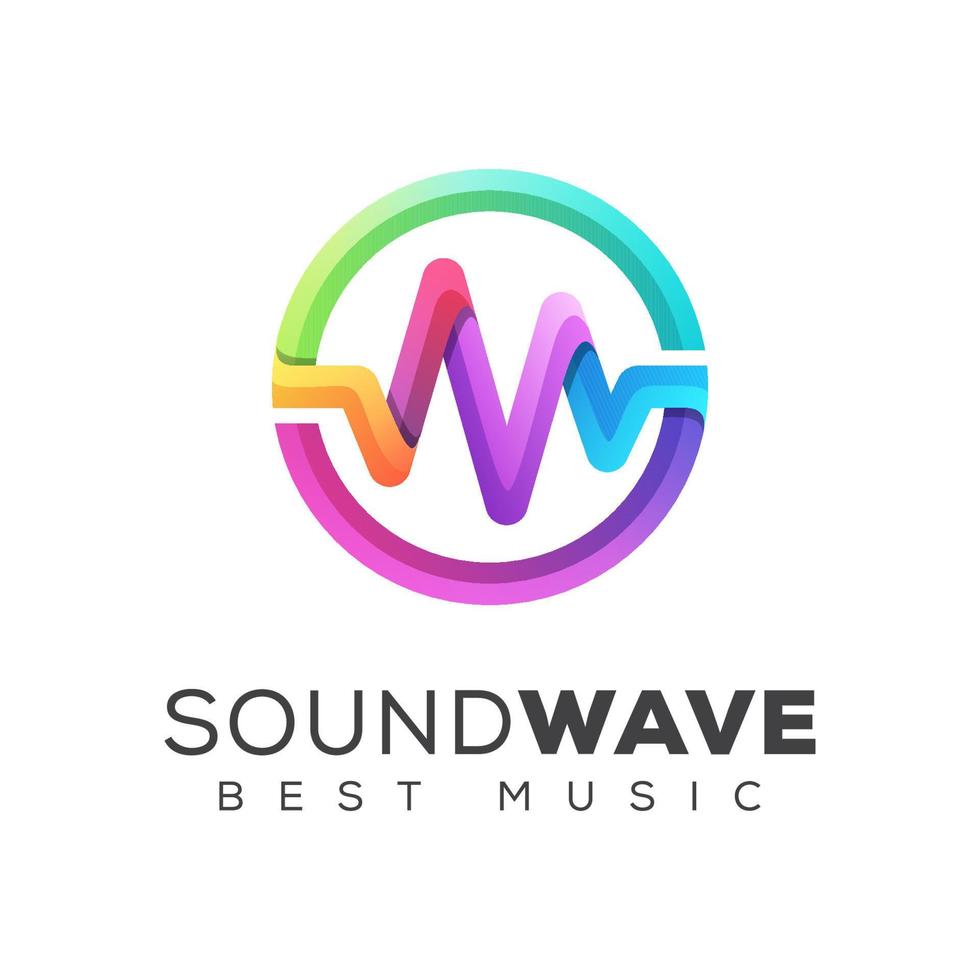 colorful sound wave equalizer music logo design vector template