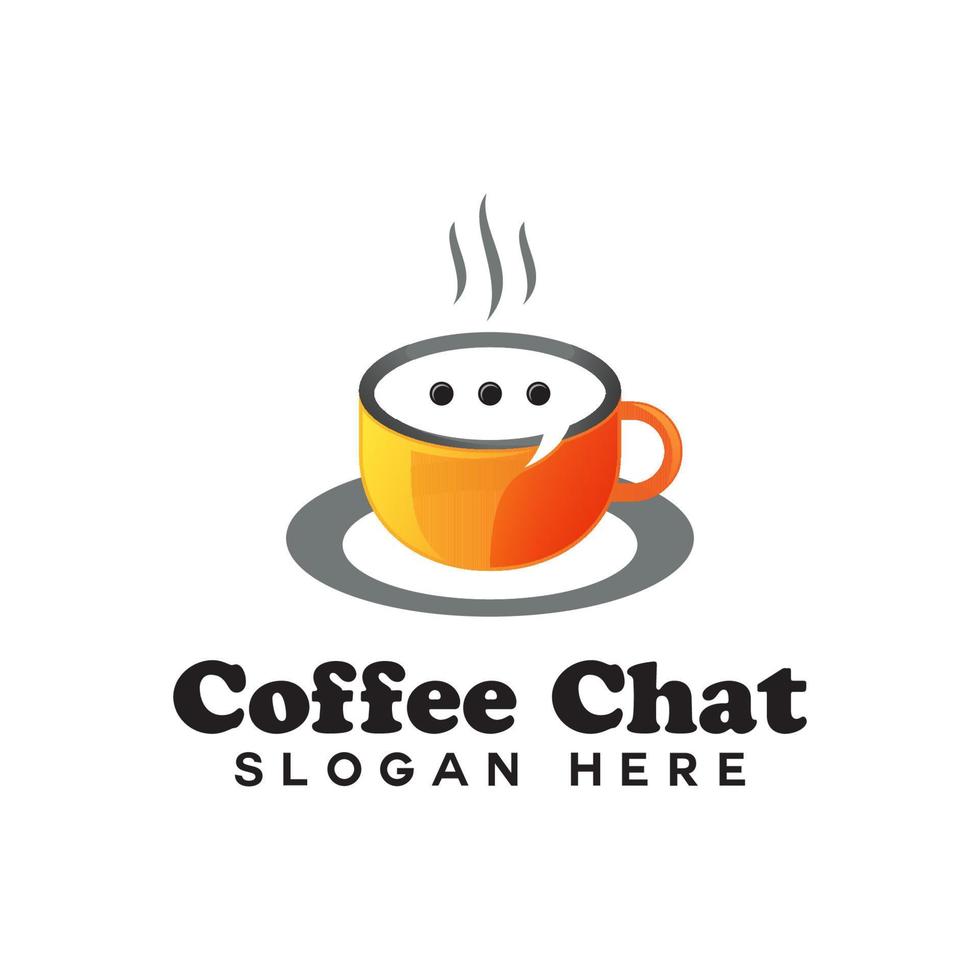 logotipo de diálogo de conversación de chat de café, logotipo de gradiente de café matutino vector