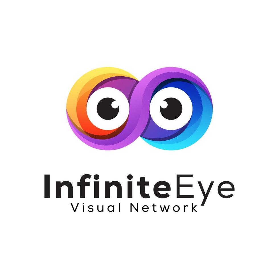 colorful infinite with eye visual network logo design vector template