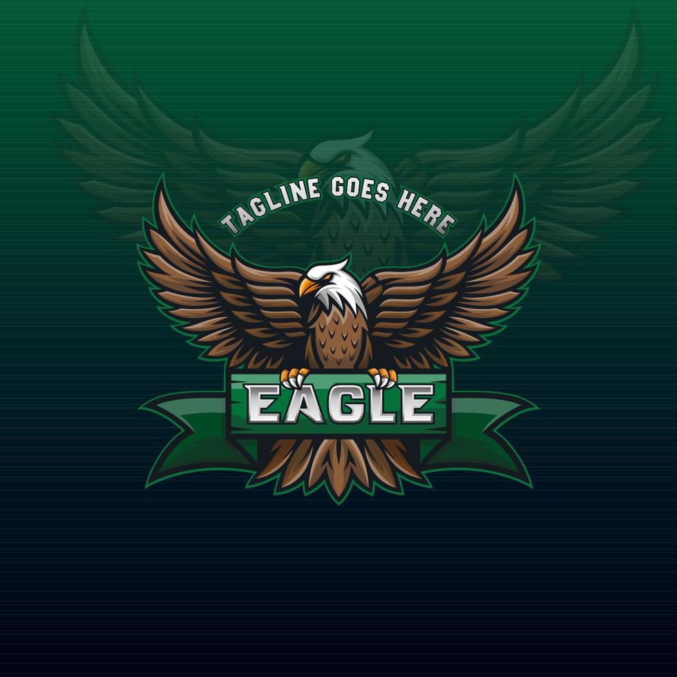 Impresionante logotipo de mascota de águila voladora para plantilla de vector de identidad de diseño comunitario o deportivo