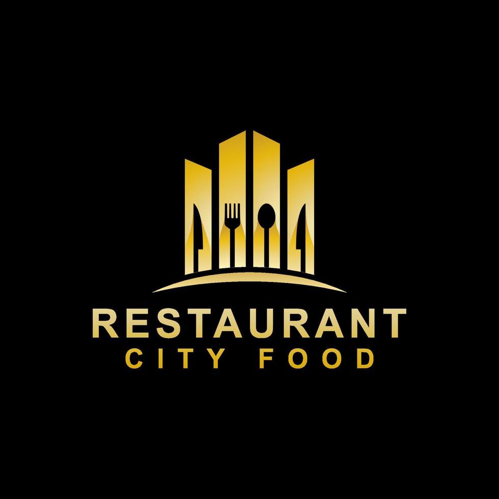 restaurante edificio ciudad comida lujo logo diseño vector plantilla