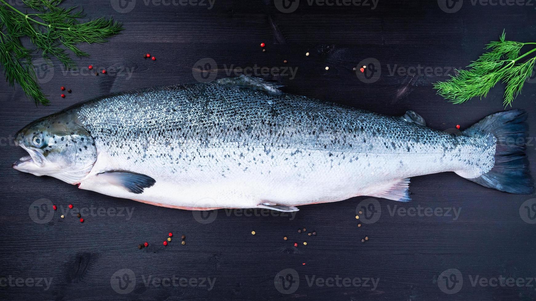 pescado de salmón grande crudo fresco entero foto