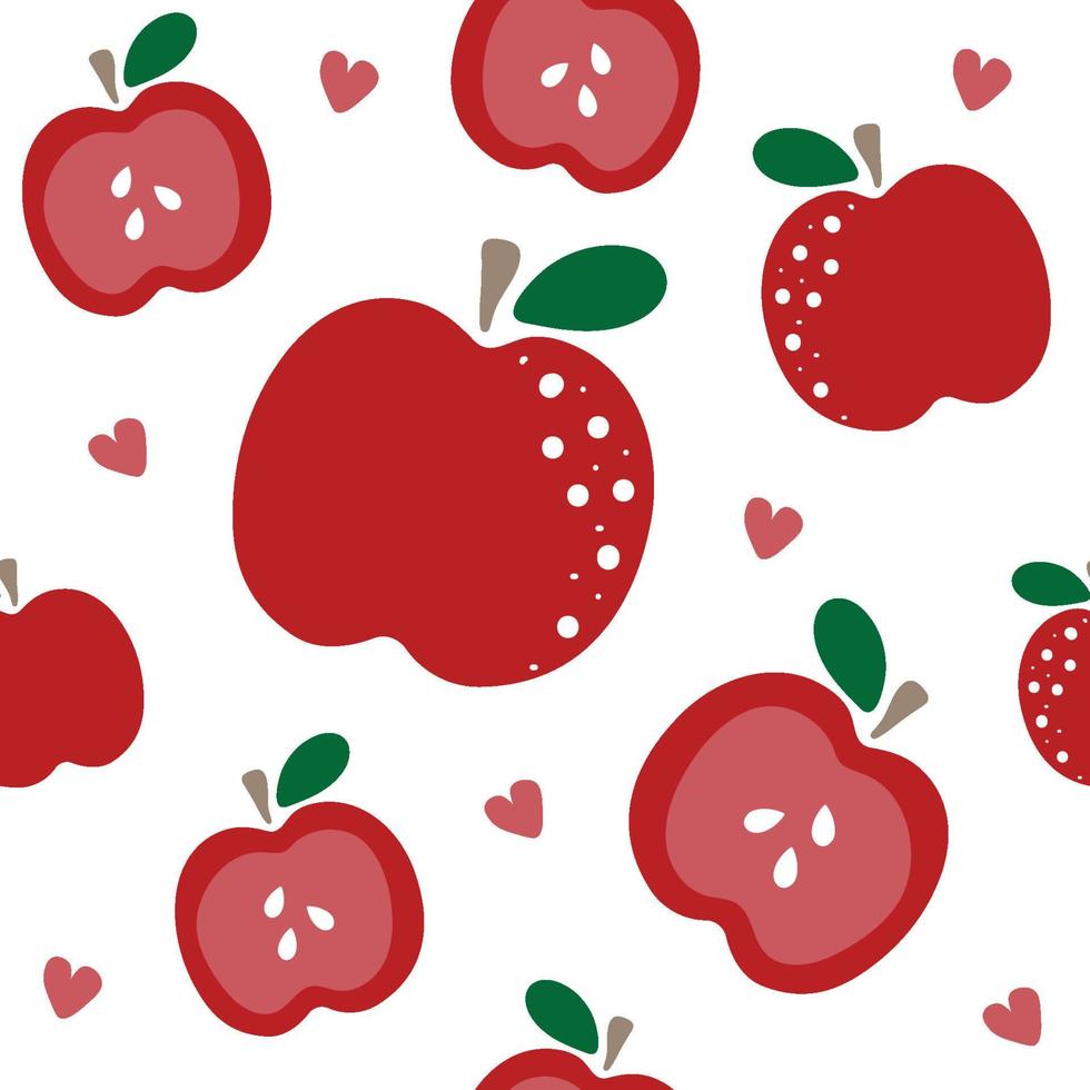 Red apple seamless pattern, vector illustration.