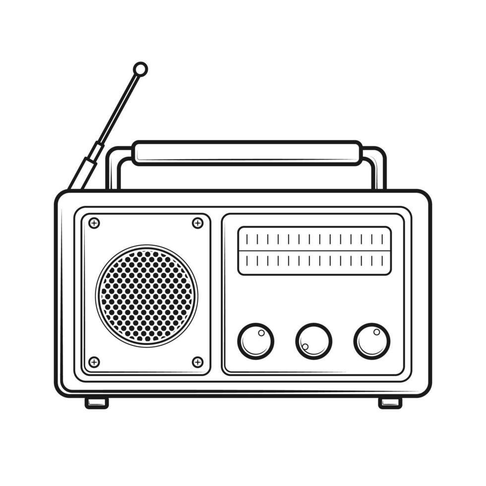 vector illustrations, vintage radio line art