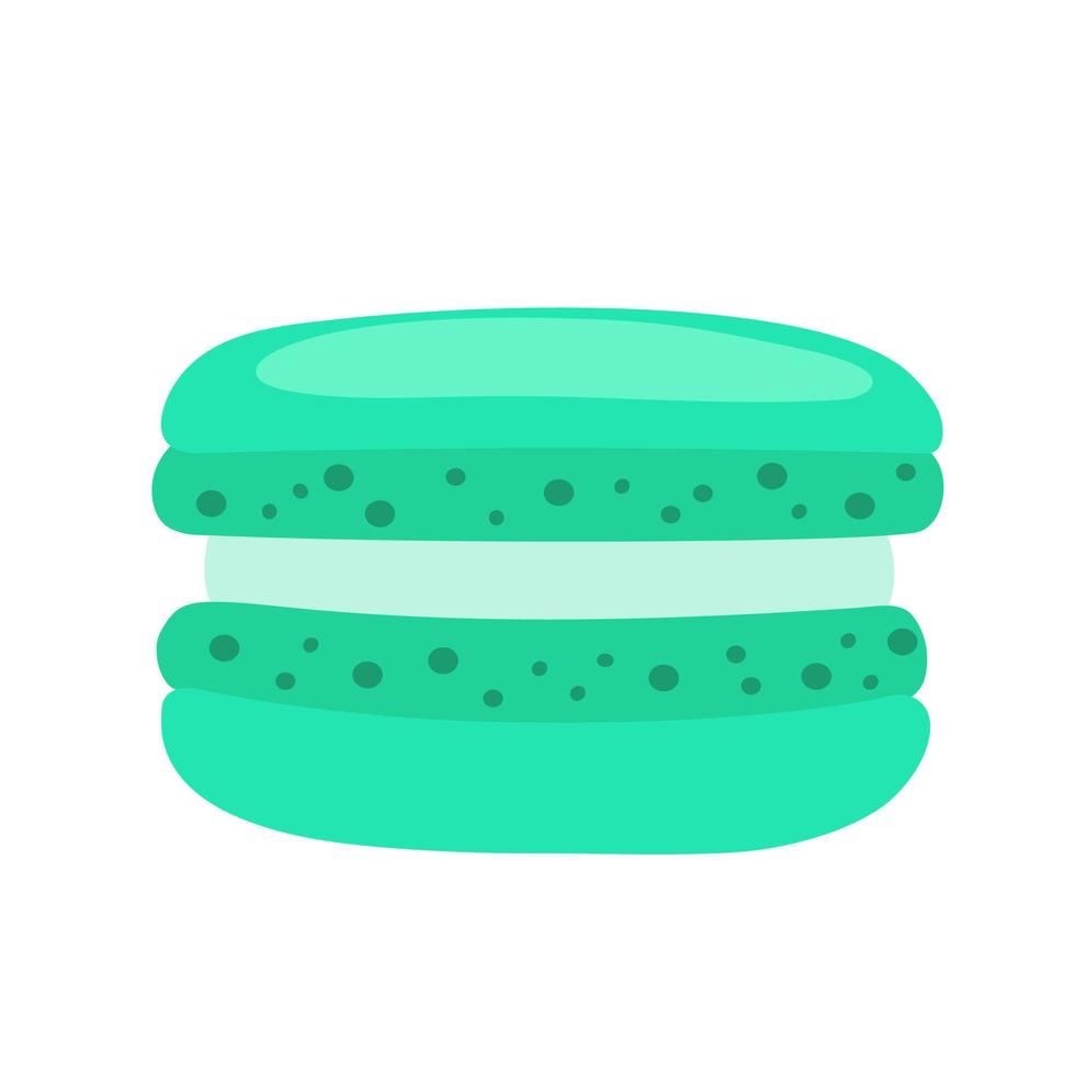 Mint colored macaron in cartoon style. vector