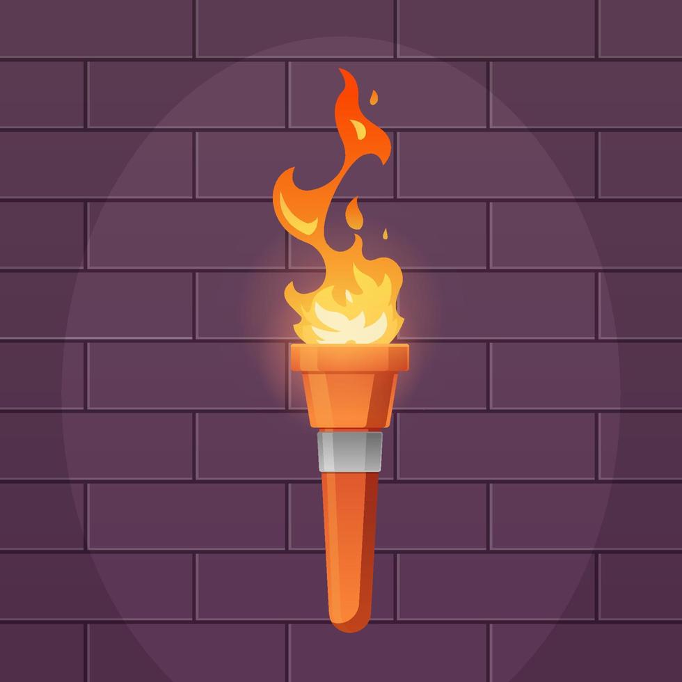 antorcha en el arte del juego de pared, imagen de fondo vectorial. vector