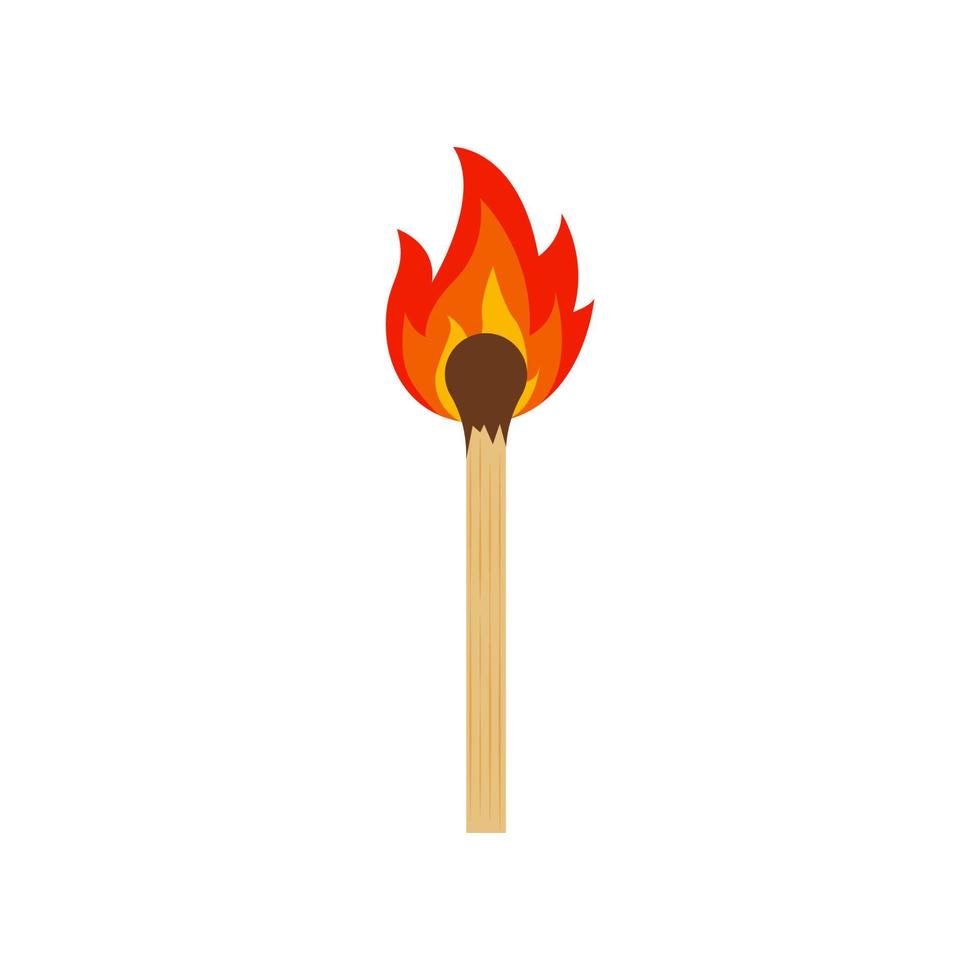 Burning match vector isolated on white background