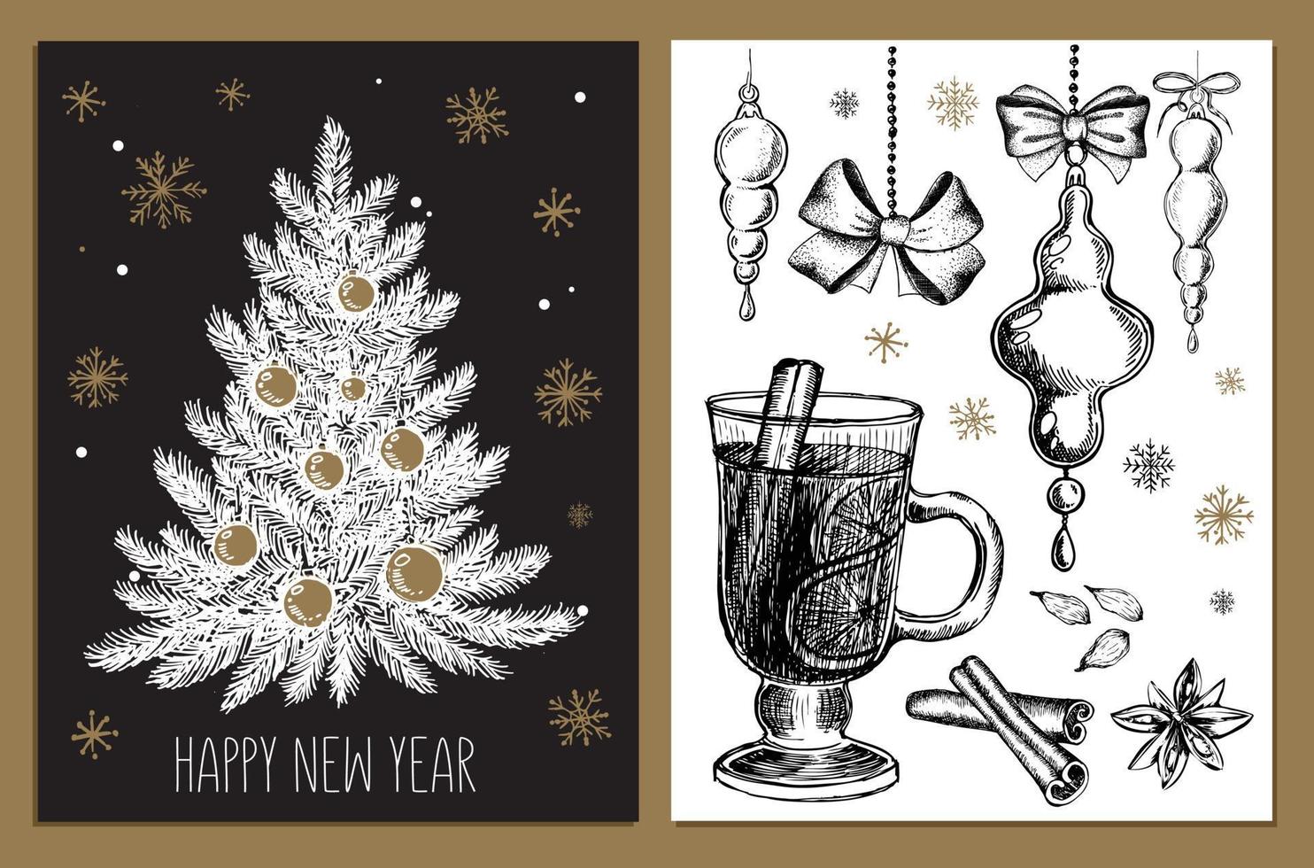 Christmas pattern in sketch style. Hand drawn illustration. vector