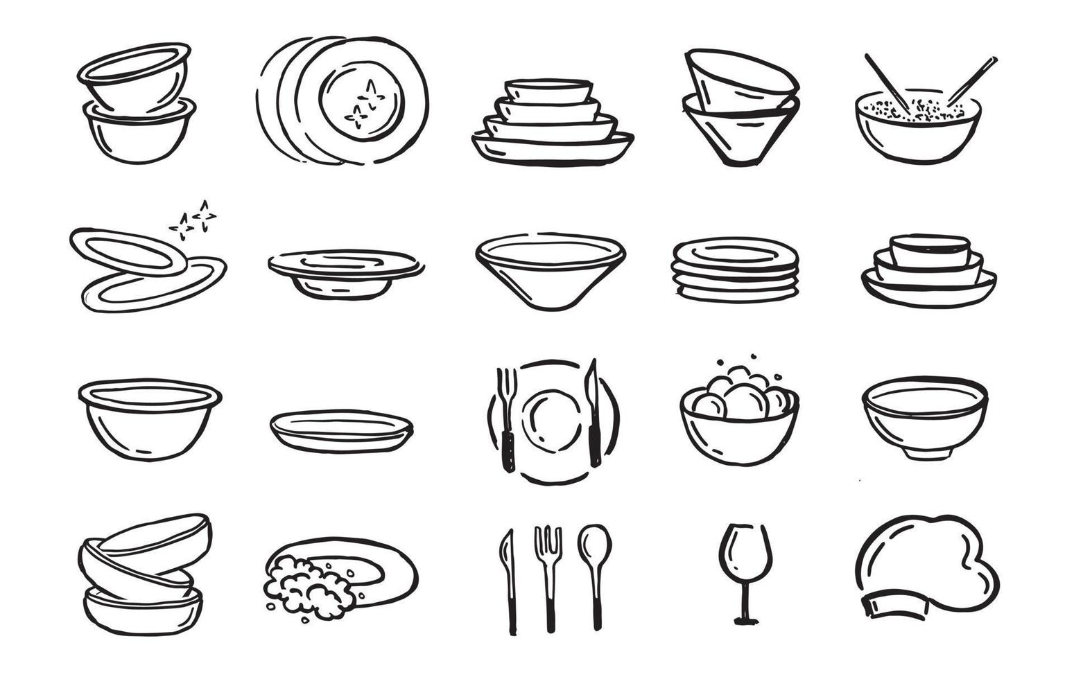 Plate set. Isolated on white background. Hand drawn style. Vector illustration 7463809 Vector