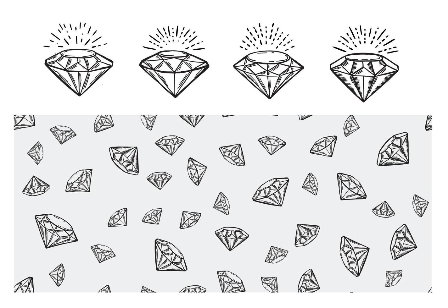 Diamonds set, Hand drawn style, vector illustration.