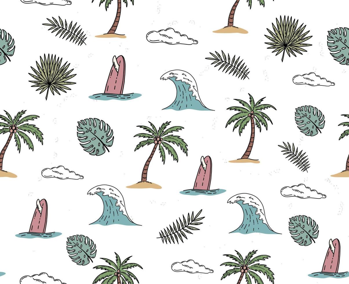 Summer icon set, hand drawn illustration. vector