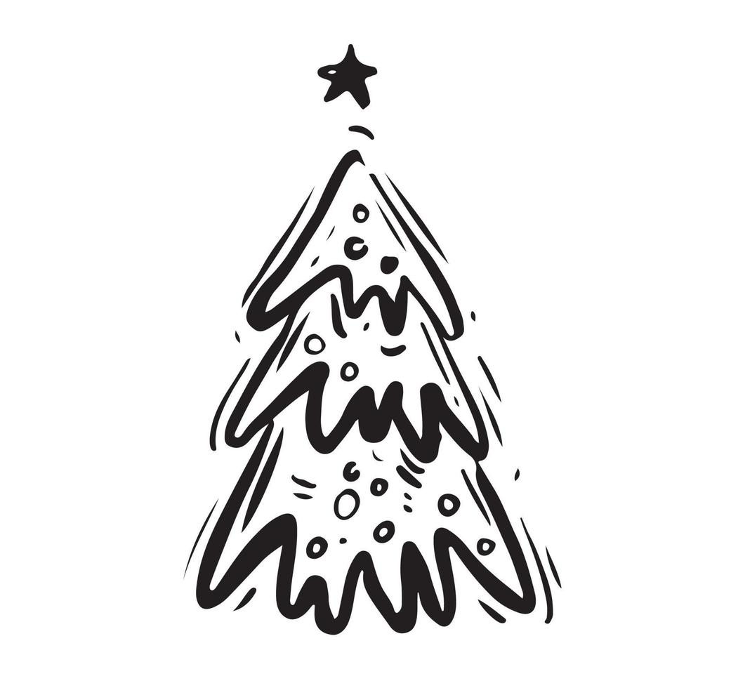 Christmas tree. Hand drawn illustration. vector