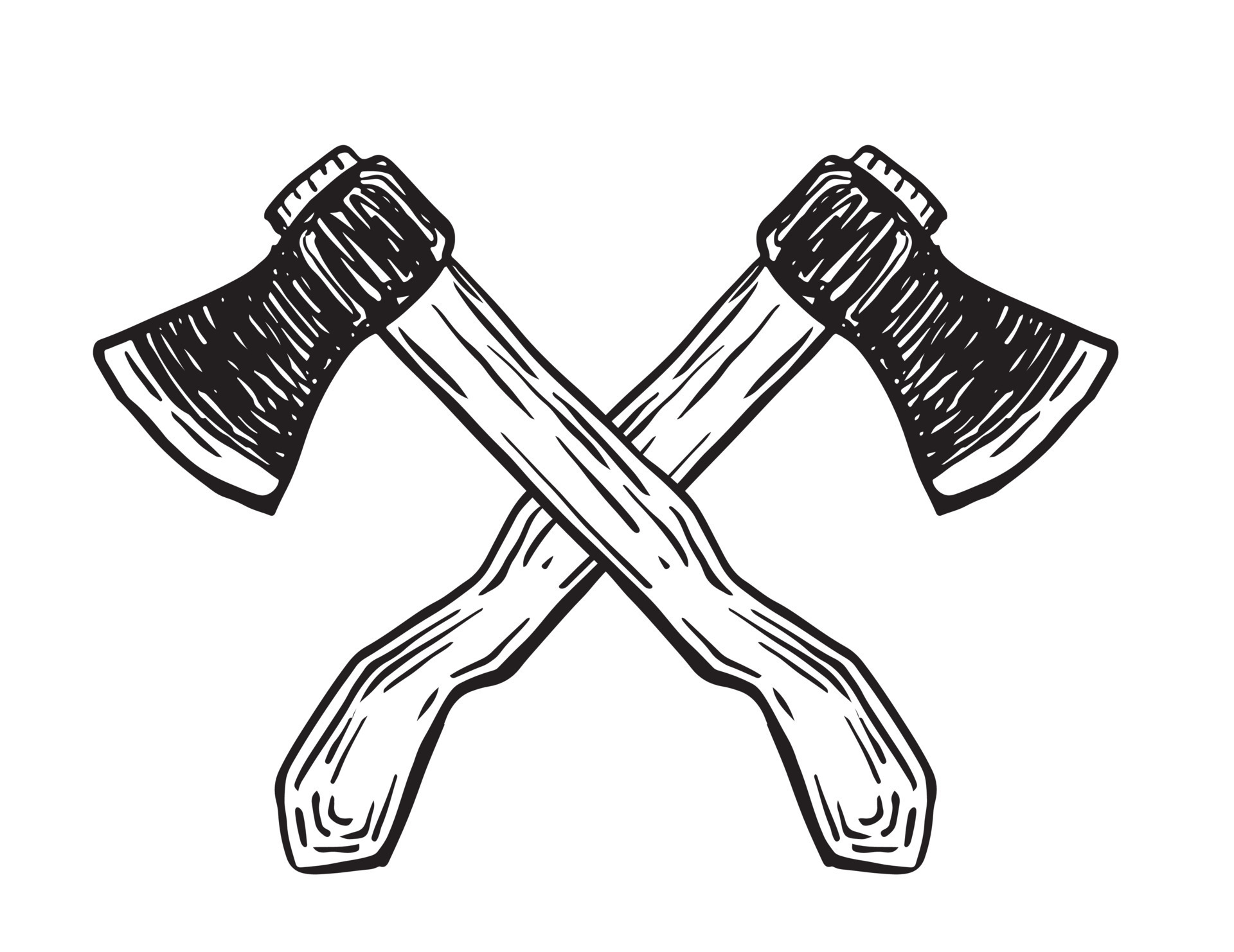 Two crossed axe, hand drawn illustration. 7463845 Vector Art at Vecteezy