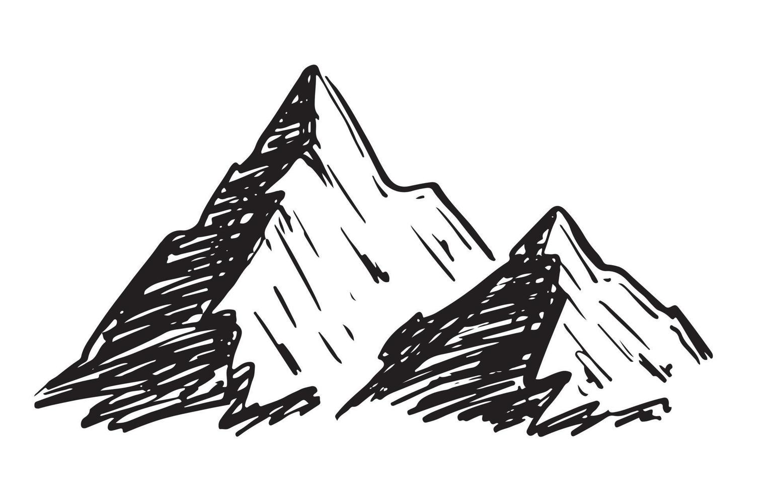 Landscape mountains. Hand drawn illustration. vector