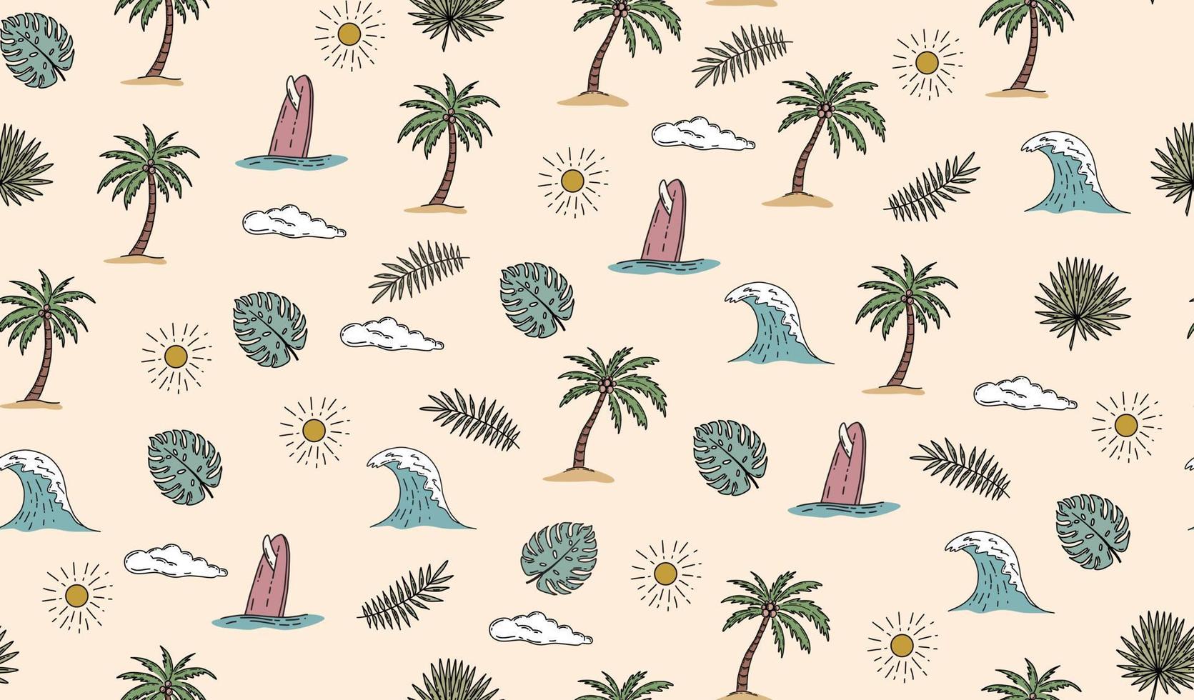 conjunto de iconos de verano, ilustración dibujada a mano. vector