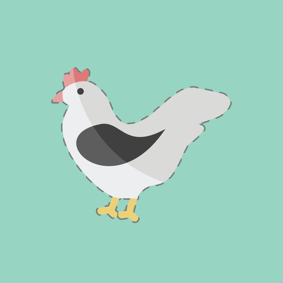 línea de pegatina cortada gallina. adecuado para el símbolo del jardín. diseño simple editable. vector de plantilla de diseño. ilustración de símbolo simple