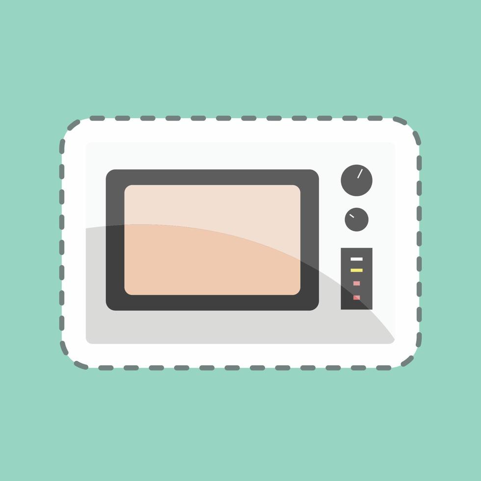 Sticker line cut Microwave Oven. suitable for Home symbol. simple design editable. design template vector. simple symbol illustration vector