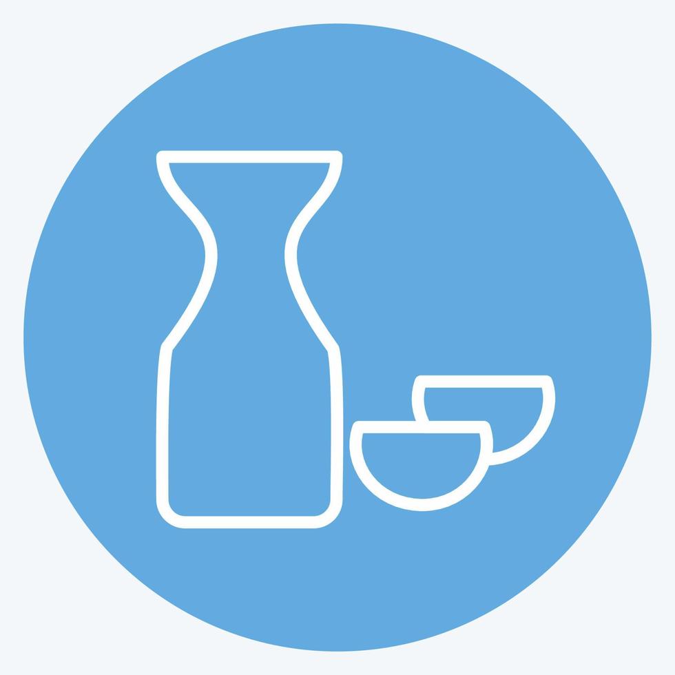 Icon Rice Wine Sake. suitable for Drink symbol. blue eyes style. simple design editable. design template vector. simple symbol illustration vector