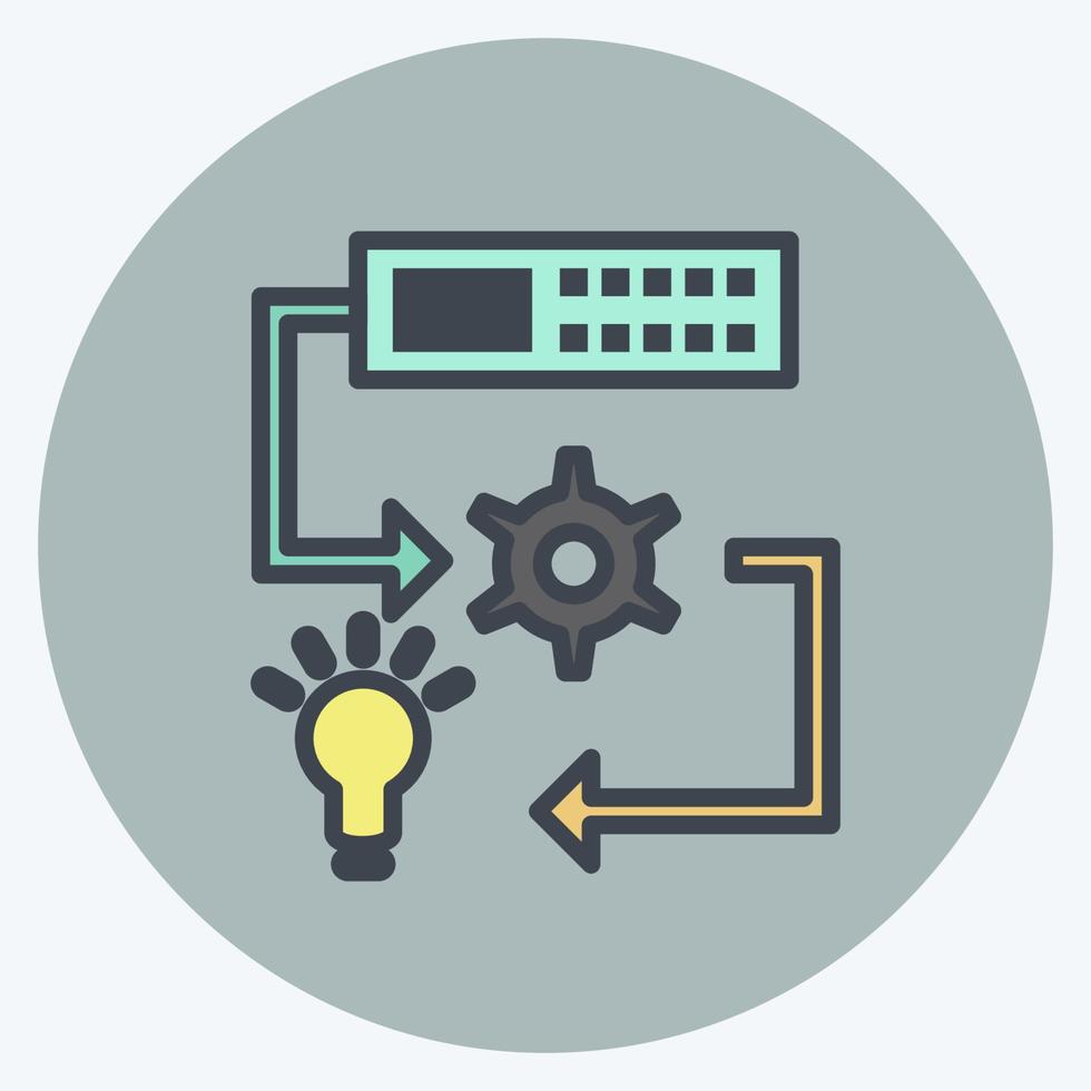 aprendizaje automático de iconos. adecuado para el símbolo de análisis de datos. estilo compañero de color. diseño simple editable. vector de plantilla de diseño. ilustración de símbolo simple