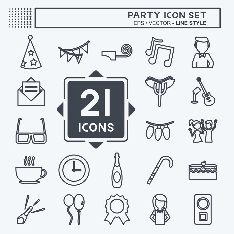 Party Icon Set. suitable for education symbol. line style. simple design editable. design template vector. simple symbol illustration vector