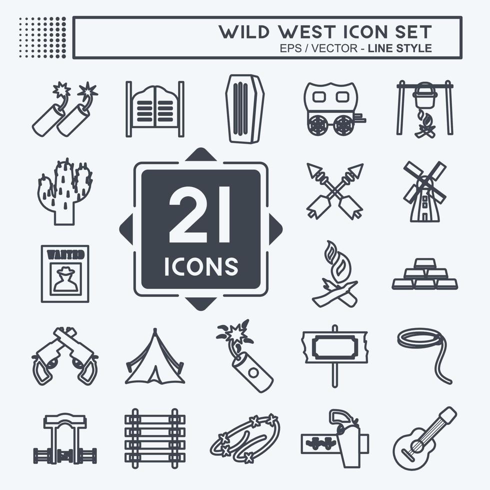 Wild West Icon Set. suitable for Education symbol. line style. simple design editable. design template vector. simple symbol illustration vector