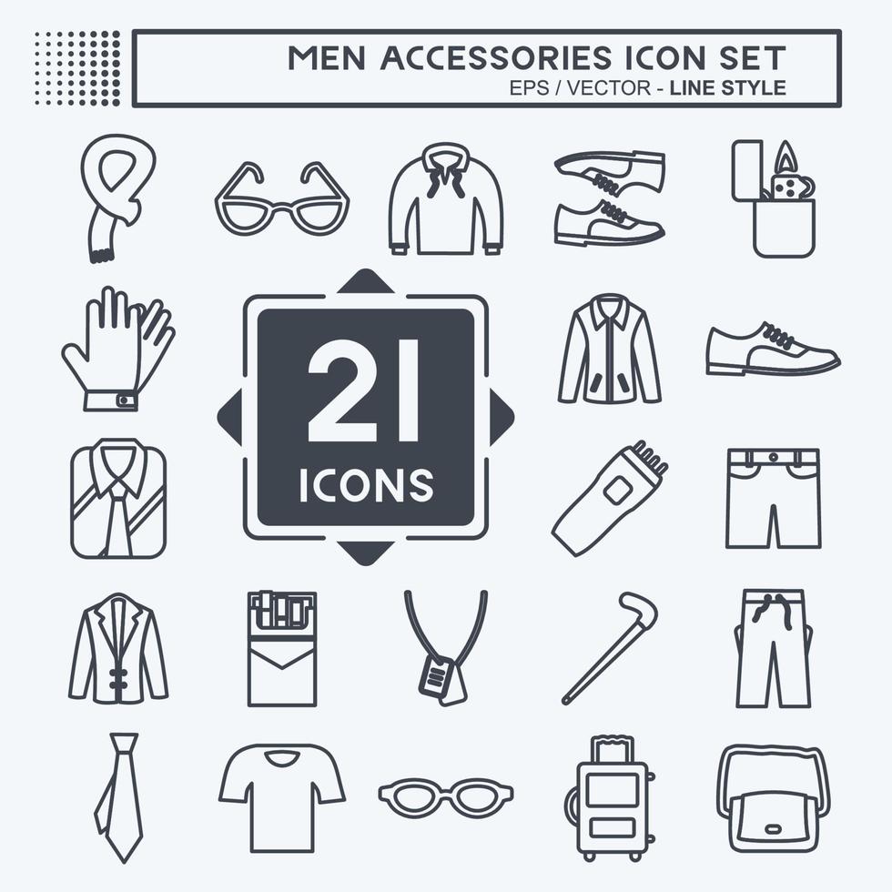 conjunto de iconos de accesorios de hombres. adecuado para el símbolo de la educación. estilo de línea diseño simple editable. vector de plantilla de diseño. ilustración de símbolo simple