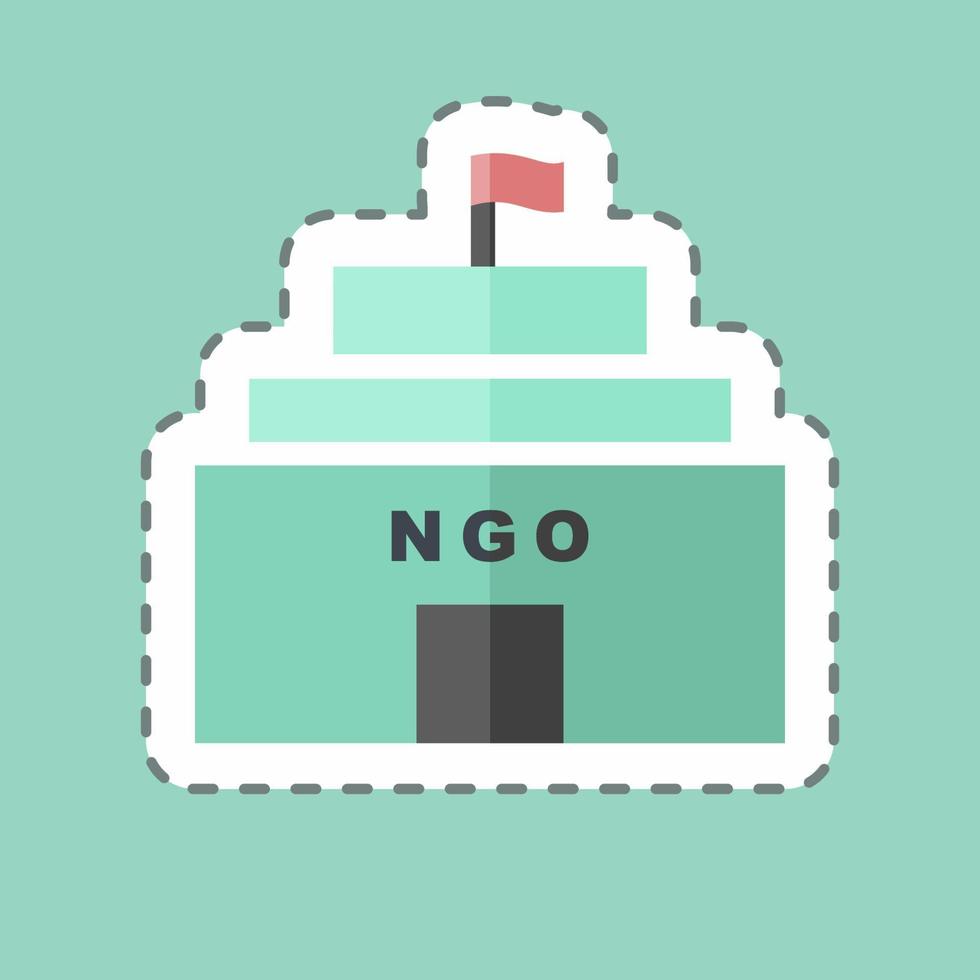 Sticker line cut NGO Building. suitable for Community symbol. simple design editable. design template vector. simple symbol illustration vector