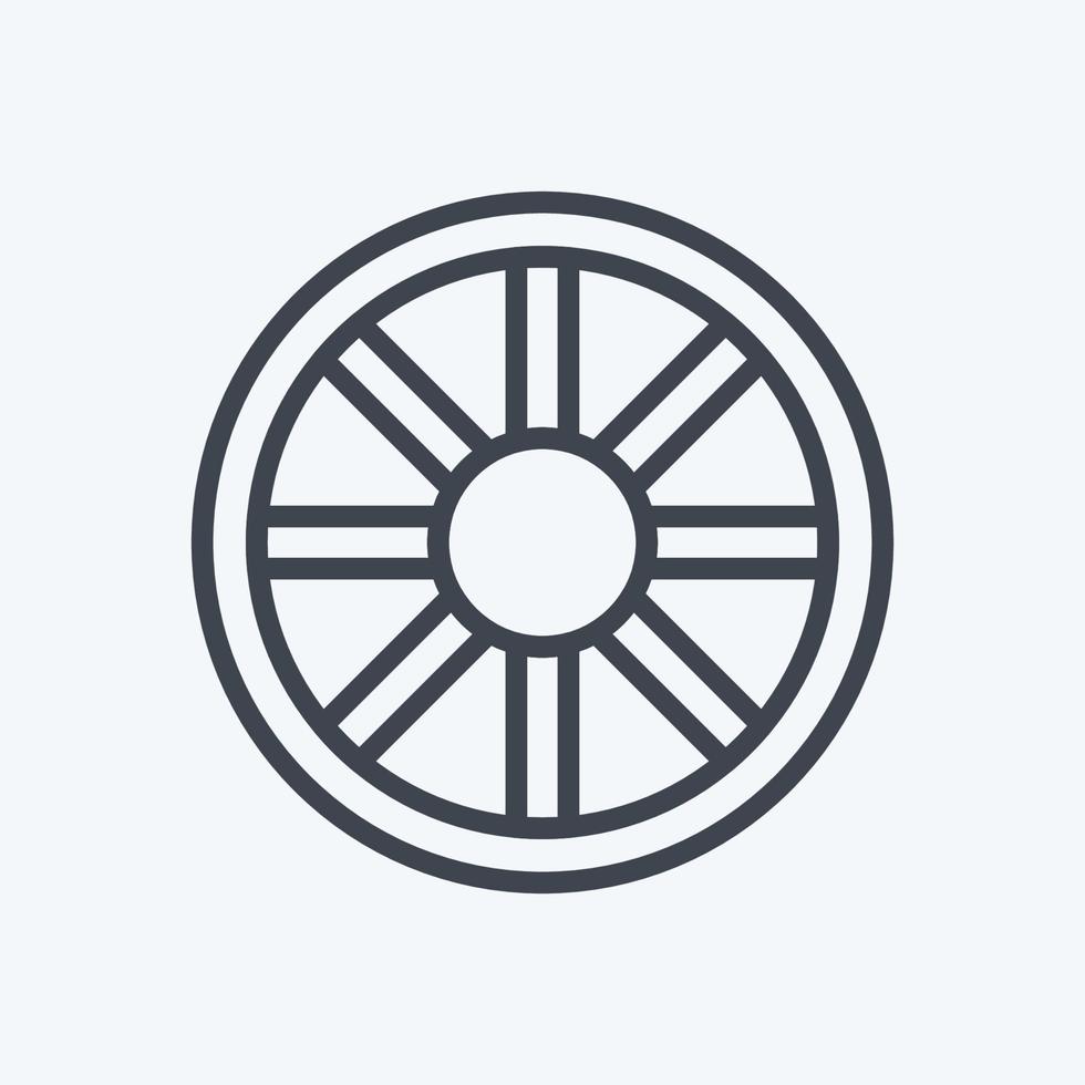 rueda de icono. adecuado para el símbolo del jardín. estilo de línea diseño simple editable. vector de plantilla de diseño. ilustración de símbolo simple