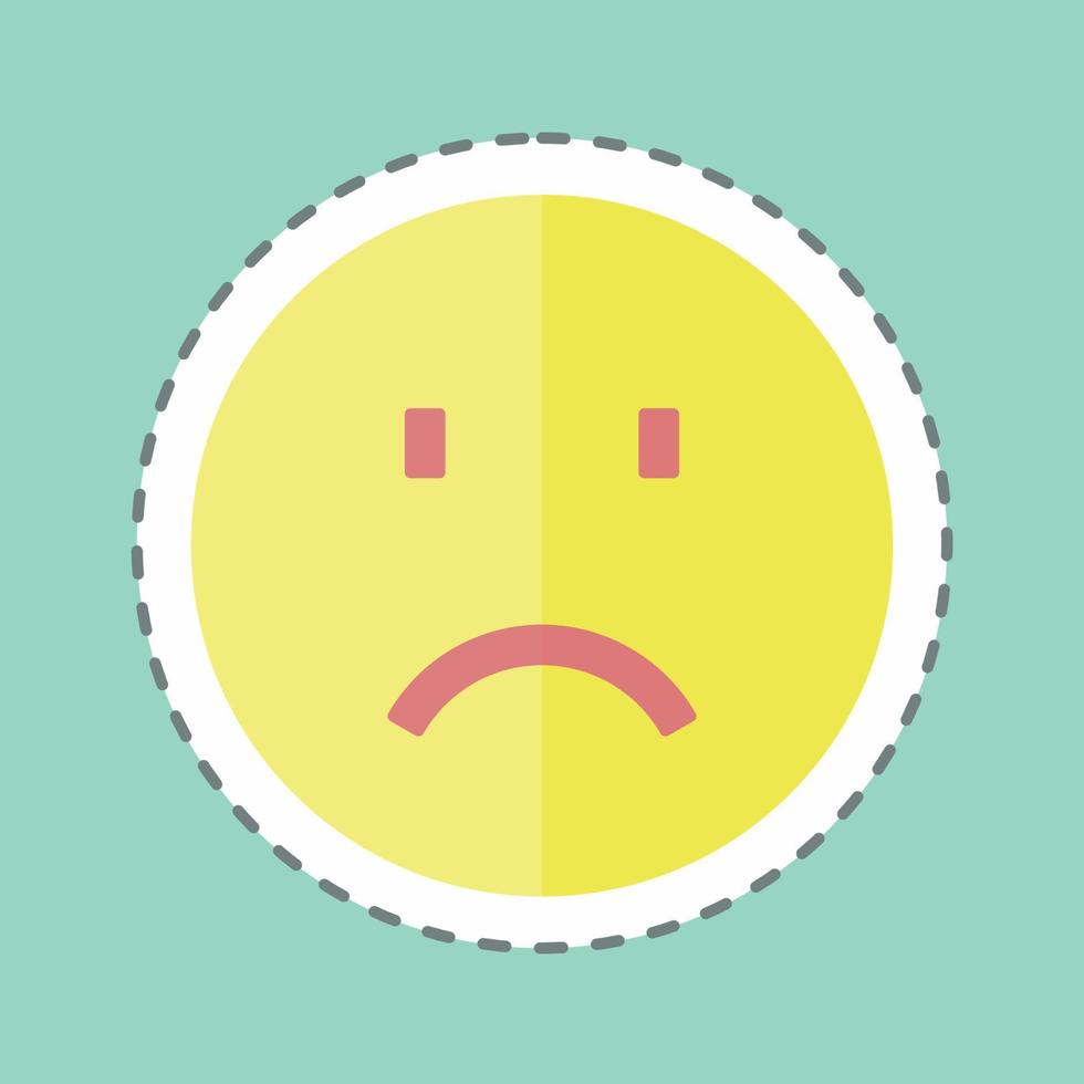 Sticker line cut Emoticon Sadness. suitable for Emoticon symbol. simple design editable. design template vector. simple symbol illustration vector