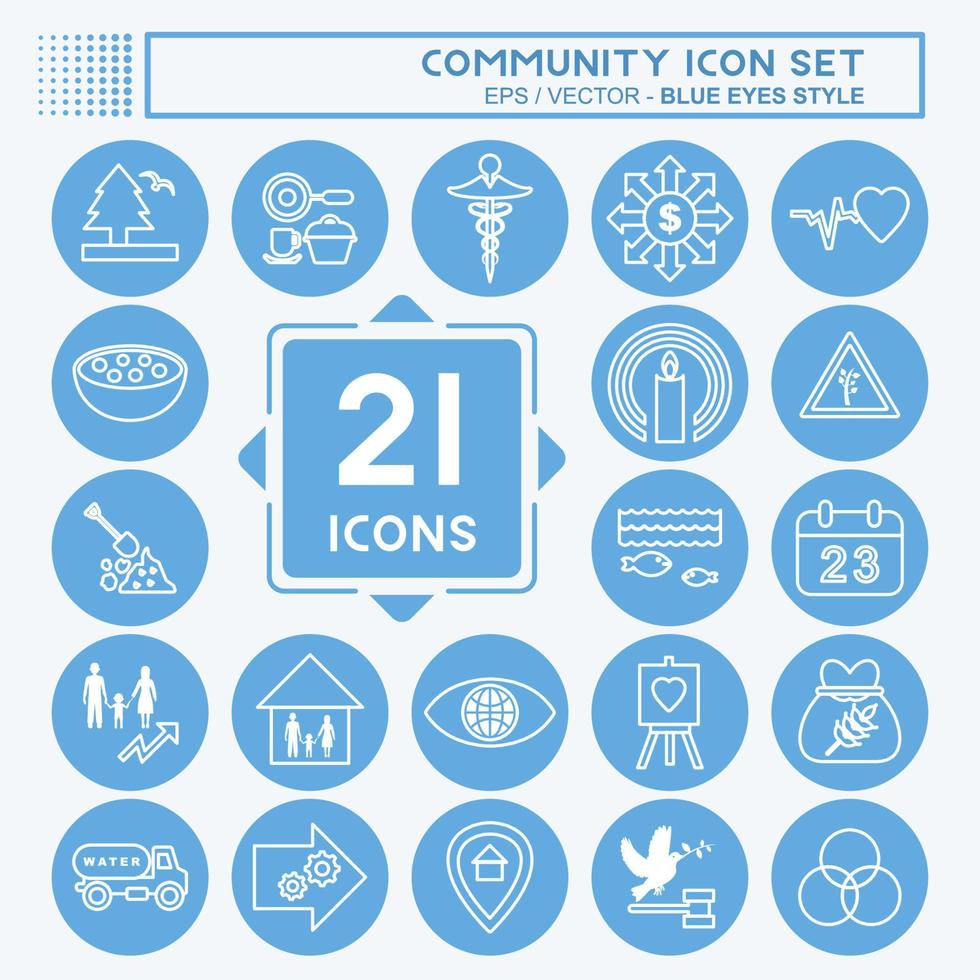 Community Icon Set. suitable for Education symbol. blue eyes style. simple design editable. design template vector. simple symbol illustration vector
